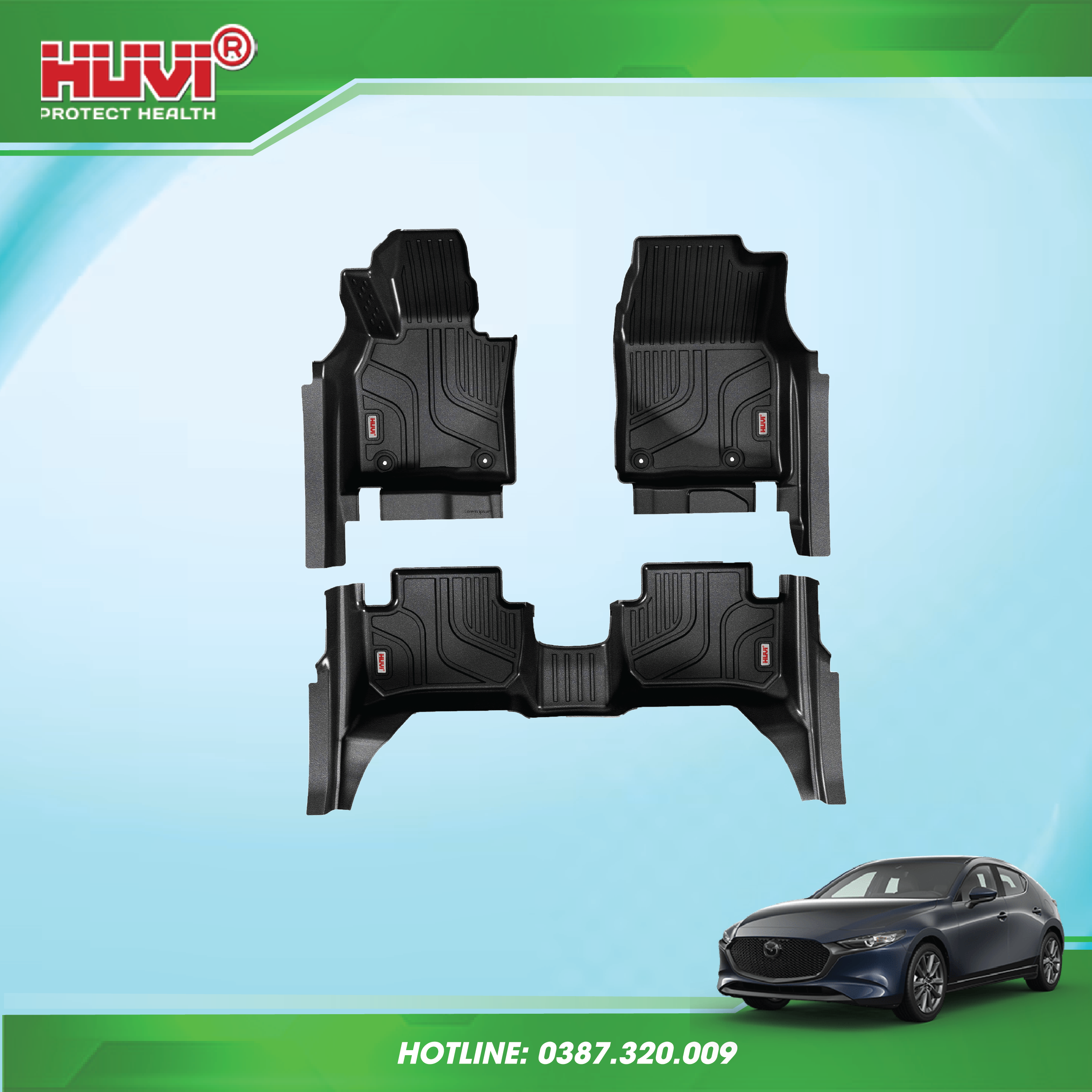 Thảm lót sàn nhựa Mazda-3 đạt tiêu chuẩn Châu Âu.