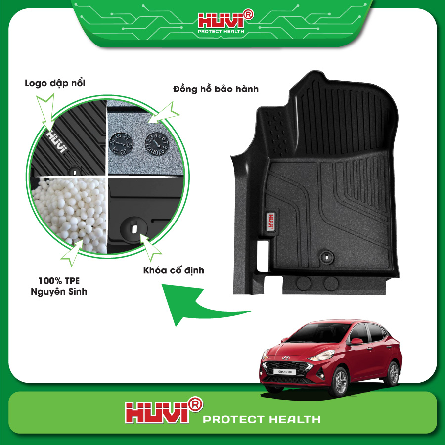 Thảm lót sàn ô tô Hyundai i10 sản xuất tại Việt Nam.