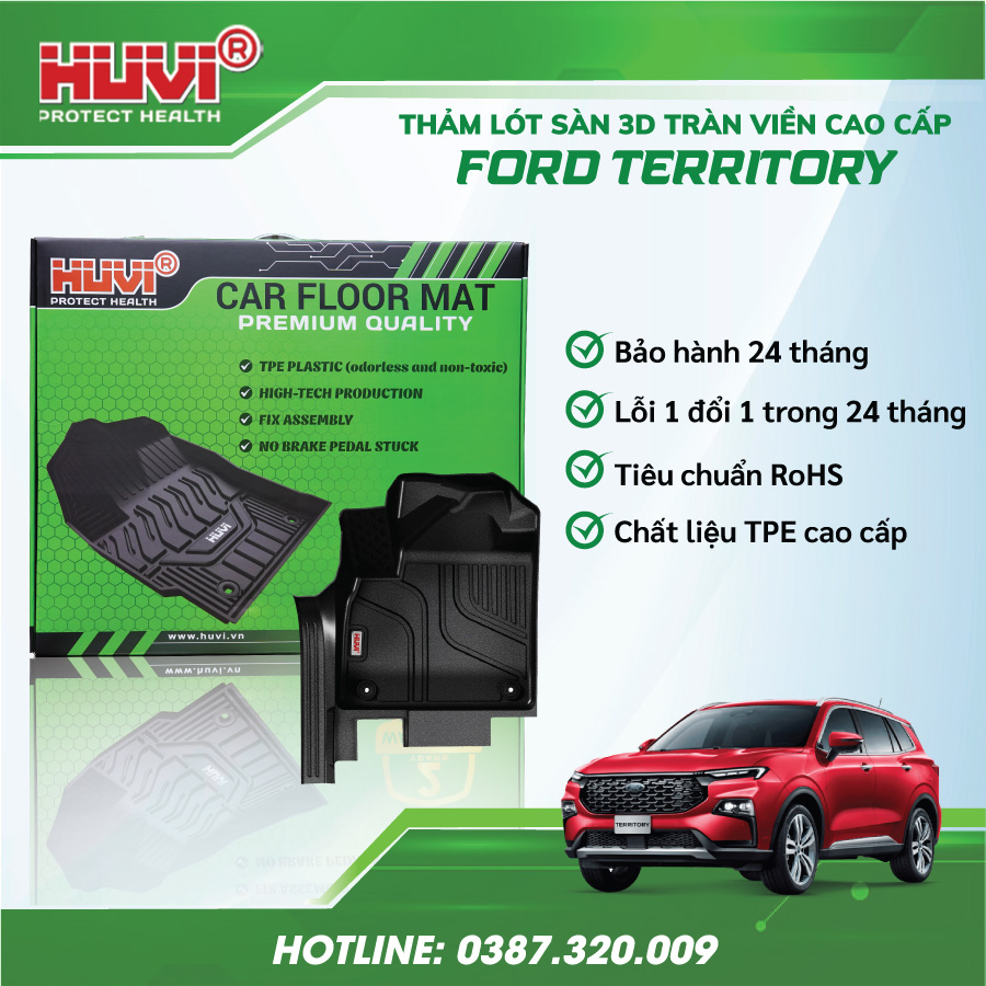 Thảm lót sàn ô tô Ford Territory bảo hành 1 đổi 1.