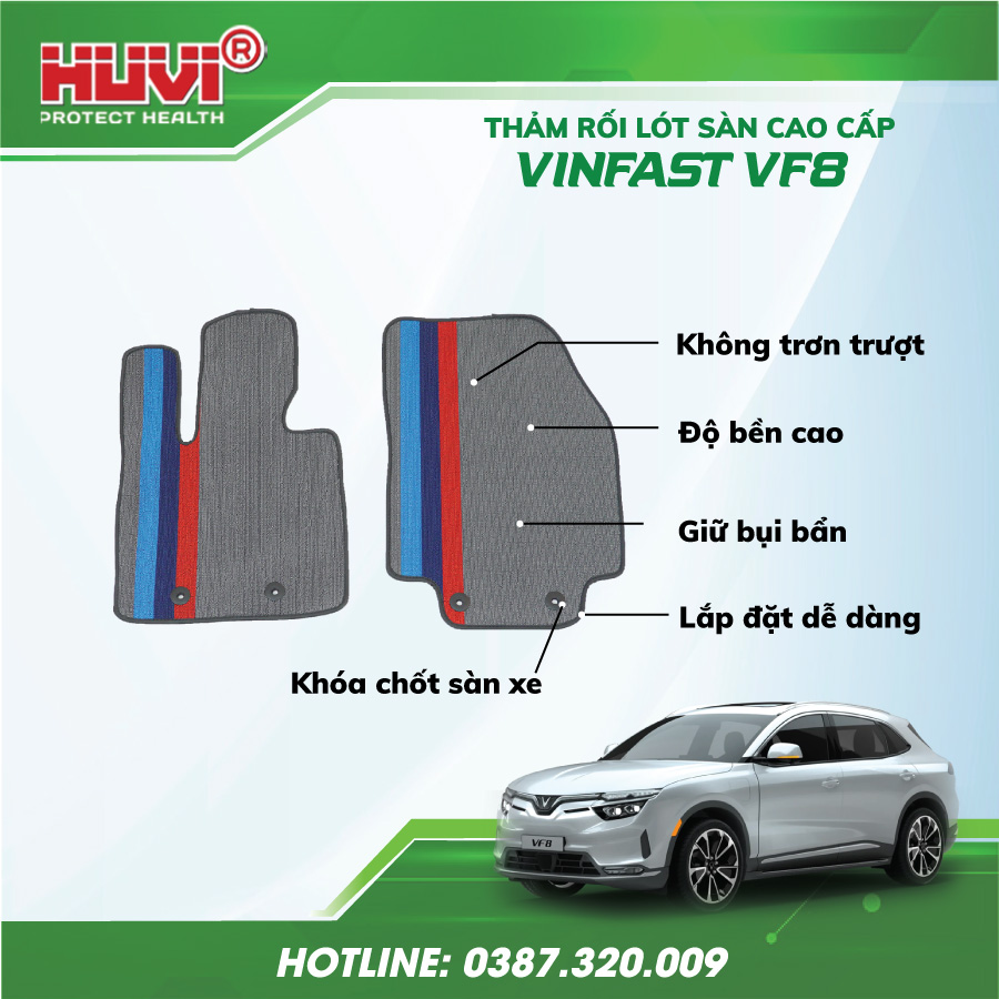 Thảm lót rối ô tô Vinfast VF8 nhựa PVC cao cấp.