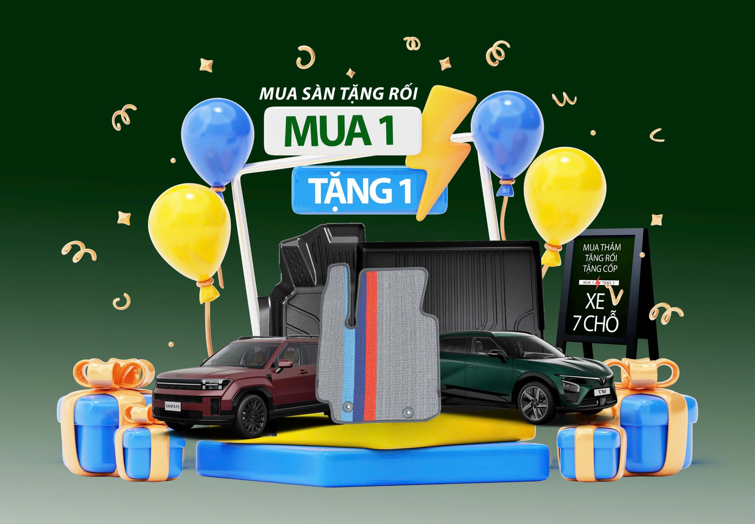 Mua thảm sàn tràn viền bậc cửa Huvi tặng thảm rối theo xe.