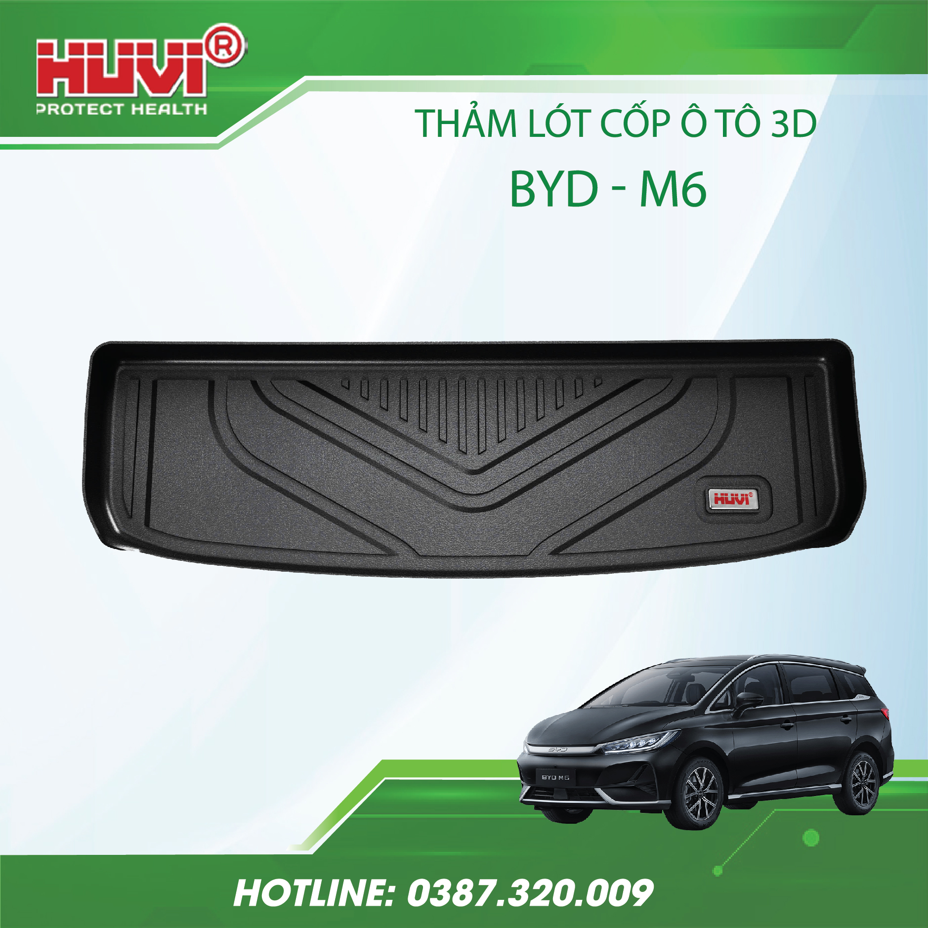 Thảm lót cốp ô tô BYD M6 2025 sản xuất tại Việt Nam.