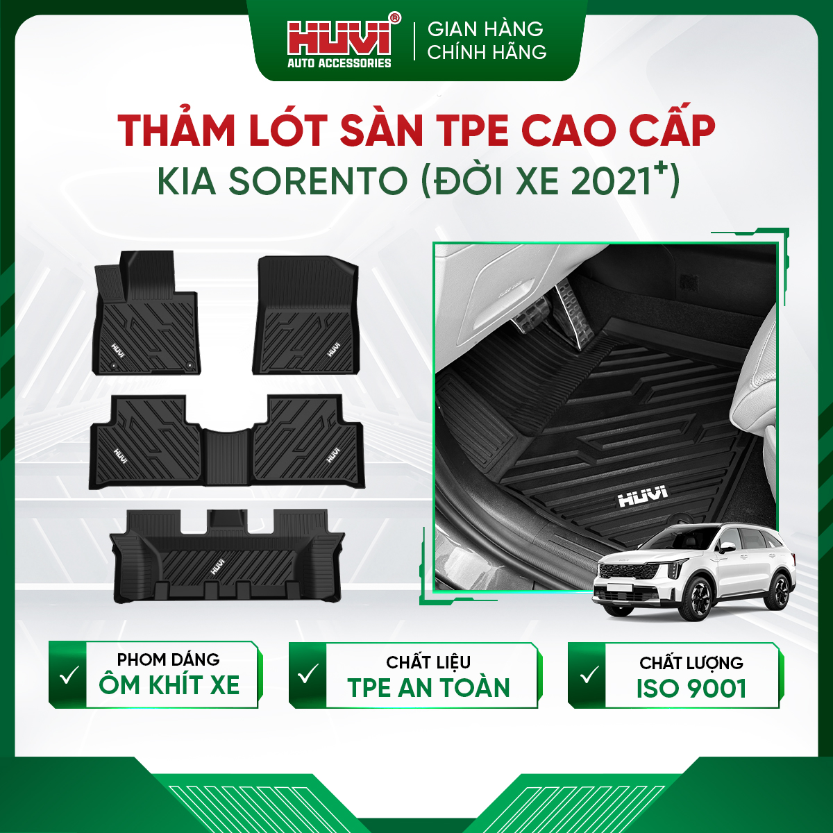 Thảm lót sàn ô tô Kia Sorento 2021-2023 Nhựa Đúc Khuôn TPE Cao Cấp Huvi
