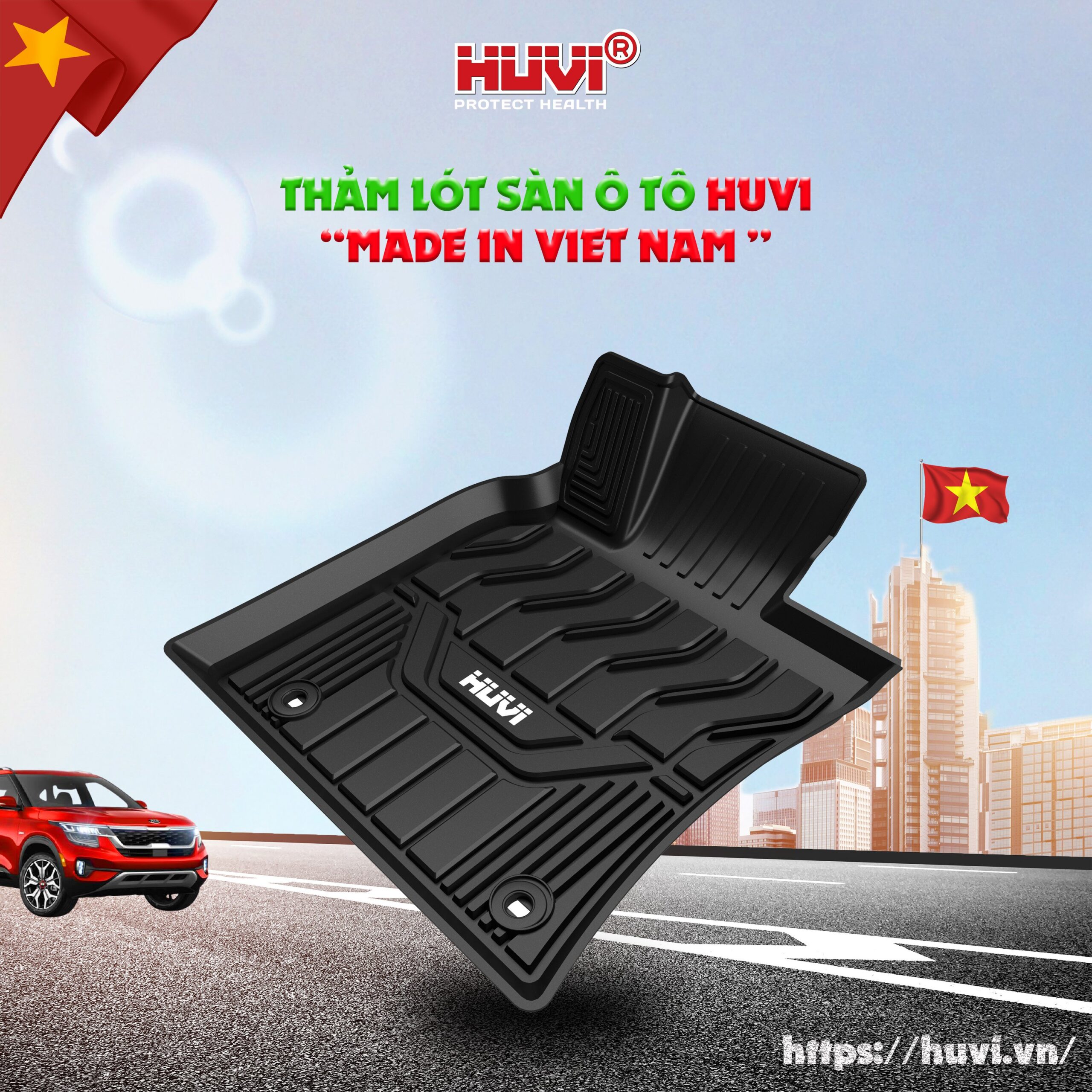 Thảm lót sàn ô tô TPE HUVI sản xuất tại Việt Nam.