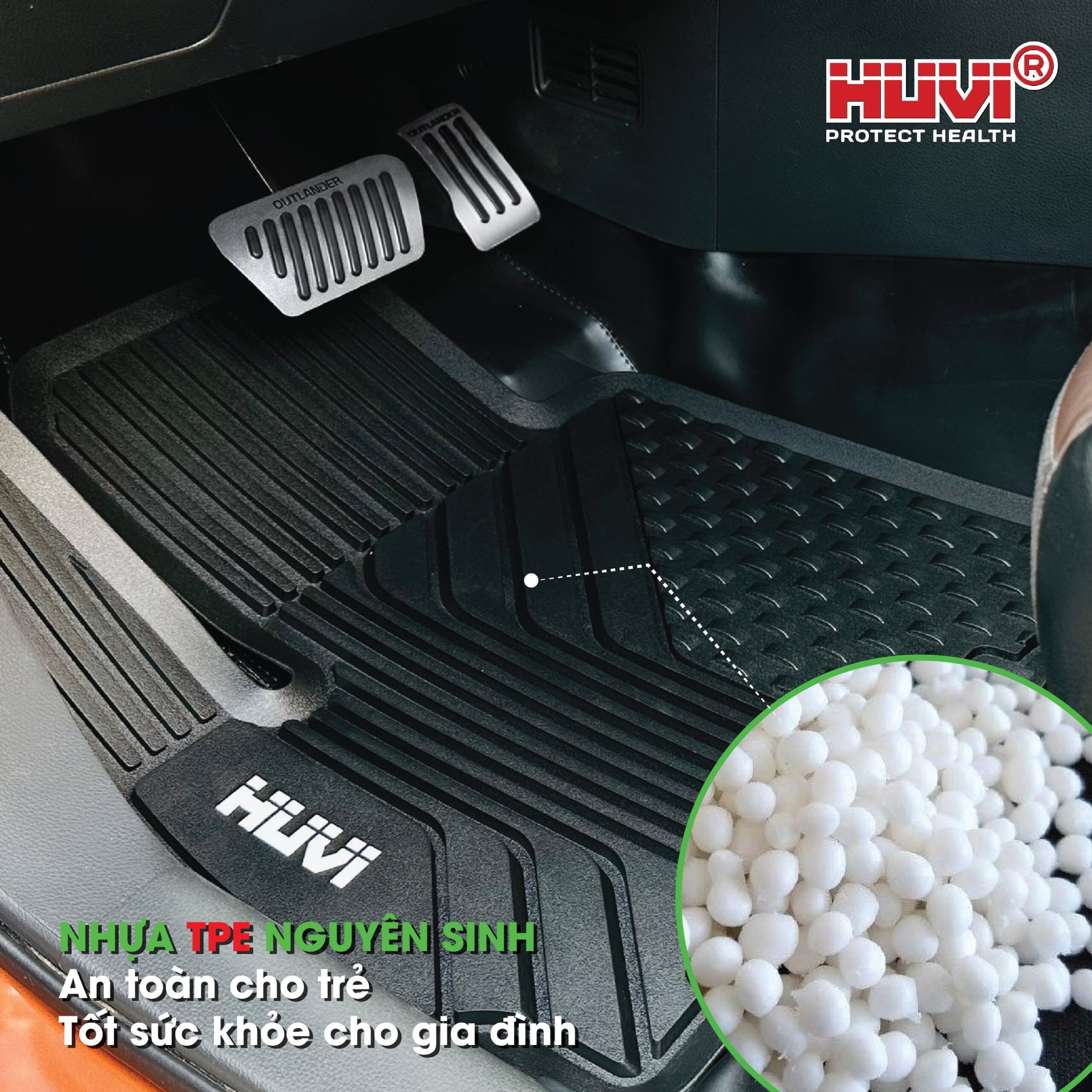 Thảm nhựa trải sàn ô tô TPE nguyên sinh an toàn sức khỏe.