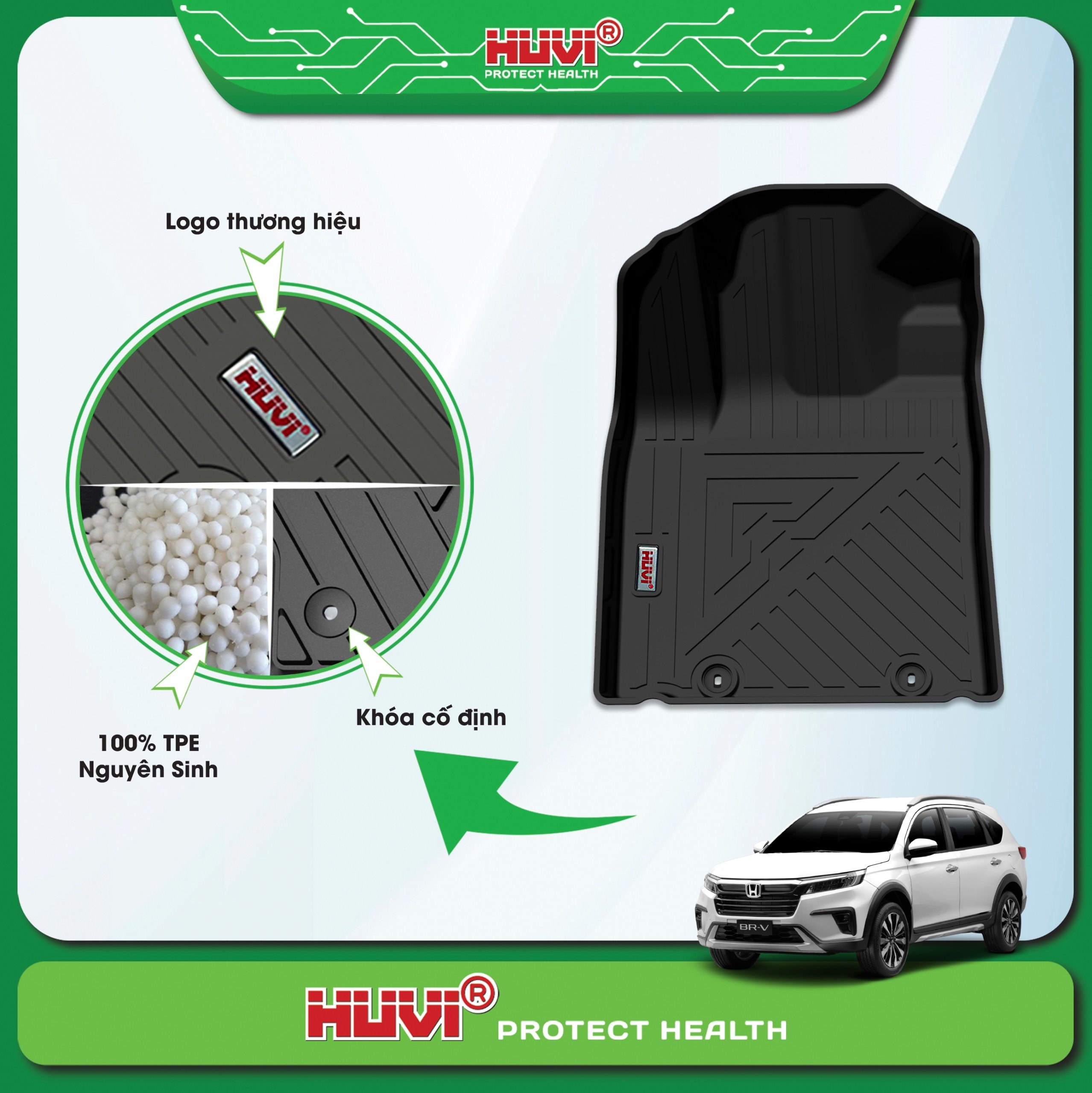 Thảm lót sàn xe hơi Huvi là sản phẩm xuất xứ 100% từ Việt Nam.