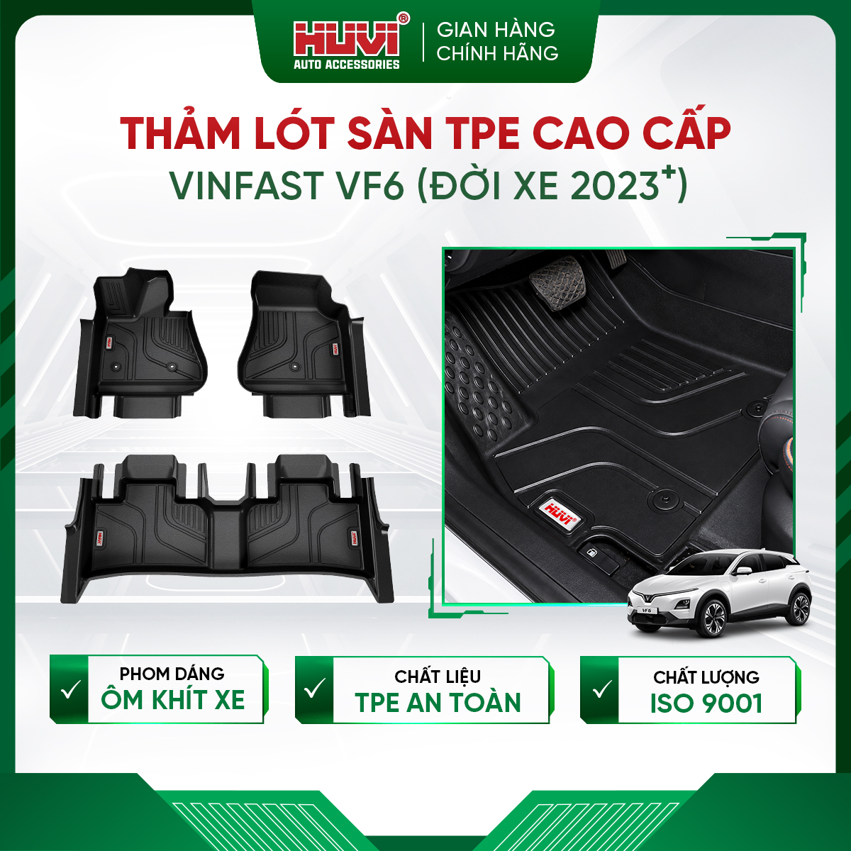 Thảm Lót Sàn Ô Tô Vinfast VF6 2023 Nhựa TPE Tràn Viền Huvi
