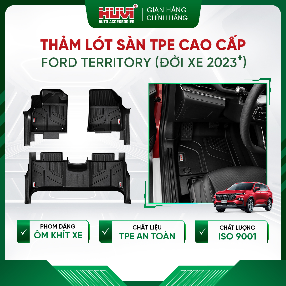 Thảm lót sàn ô tô Ford Territory 2023-2024 tràn viền bậc cửa Huvi