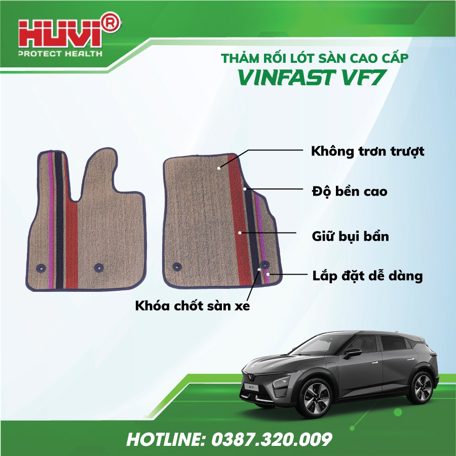 Thảm lót sàn rối ô tô Vinfast VF7 độ bền cao.