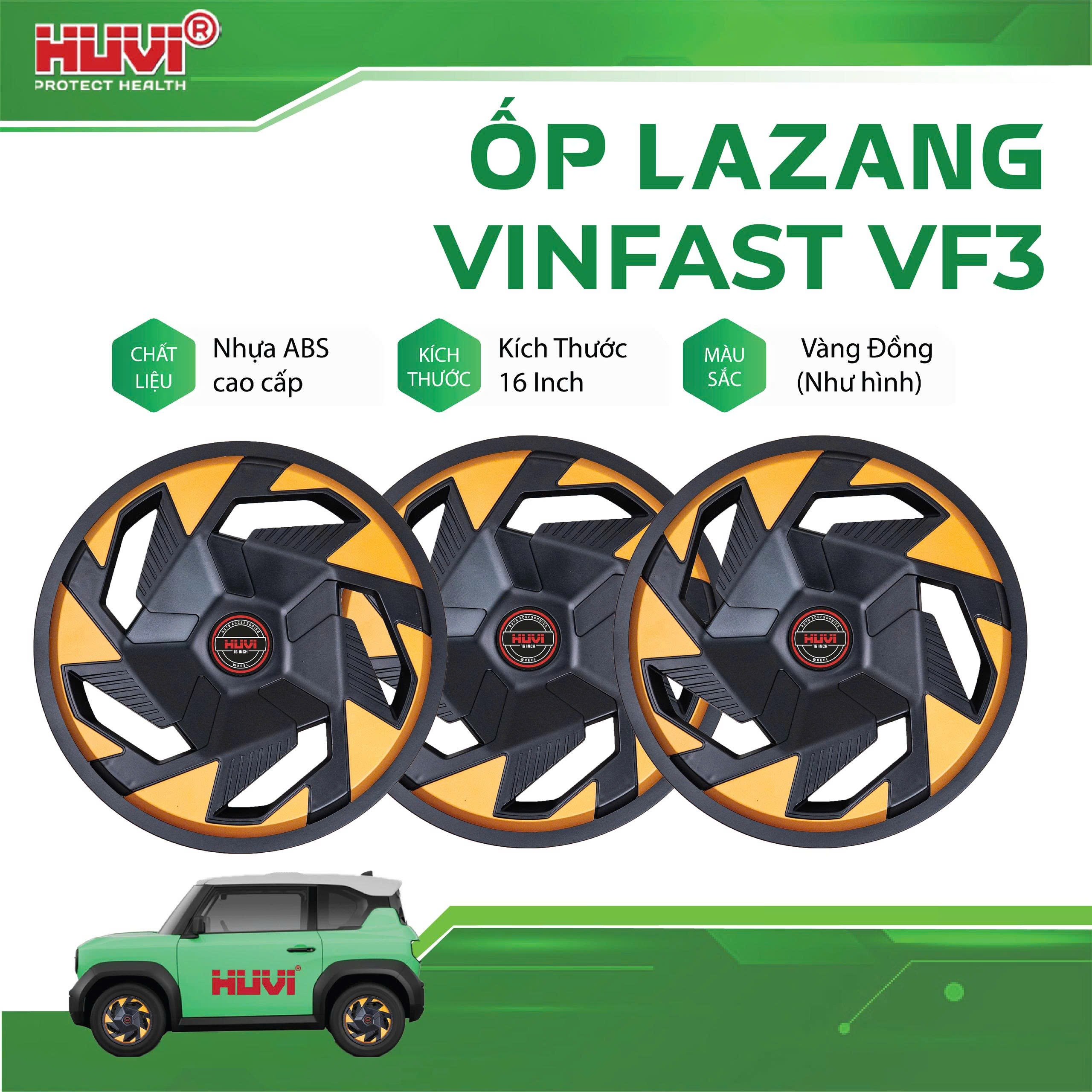 Ốp lazang Vinfast VF3 nhựa nguyên sinh ABS