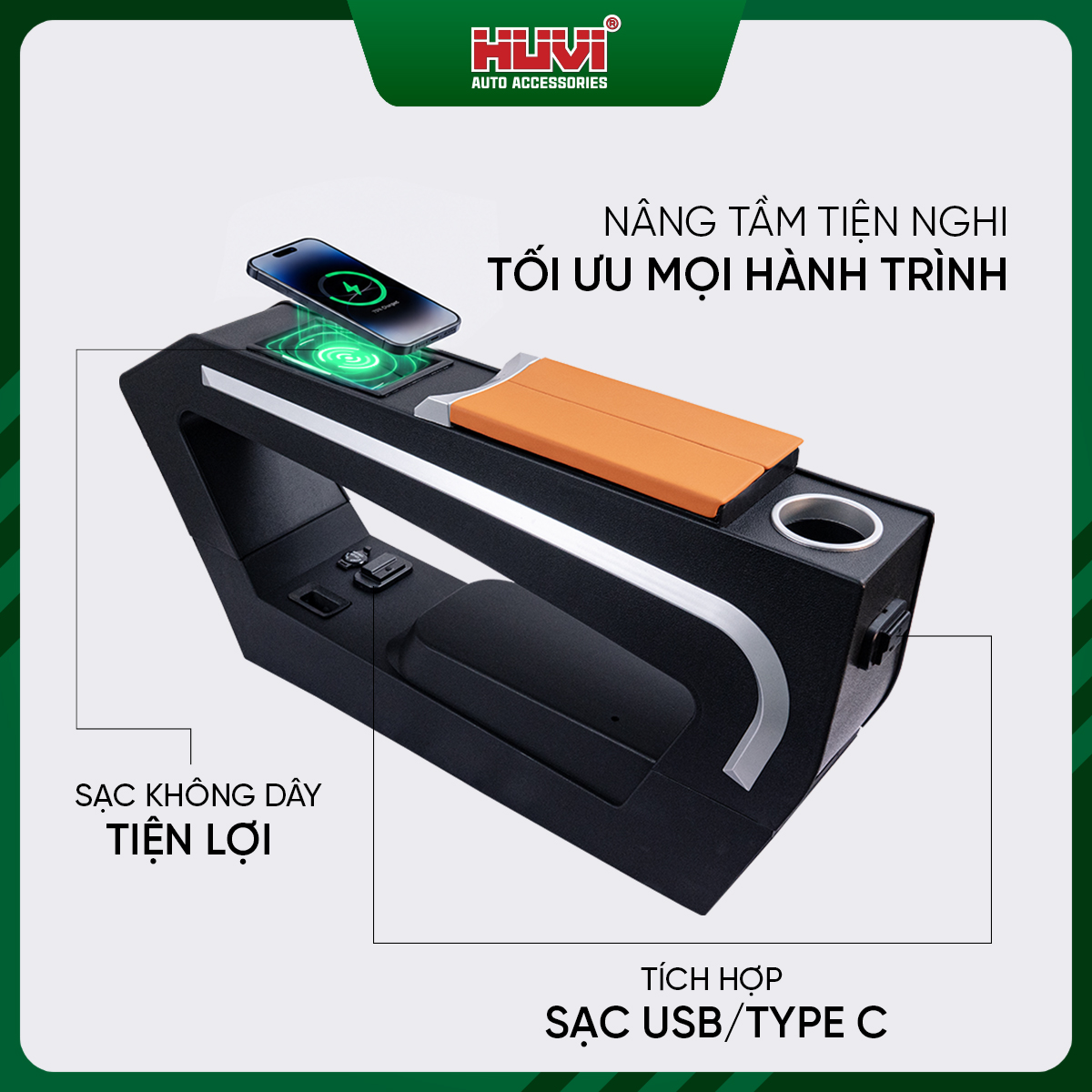 Bệ tỳ tay cao cấp Vinfast VF3 Huvi 7056 - Ảnh 3