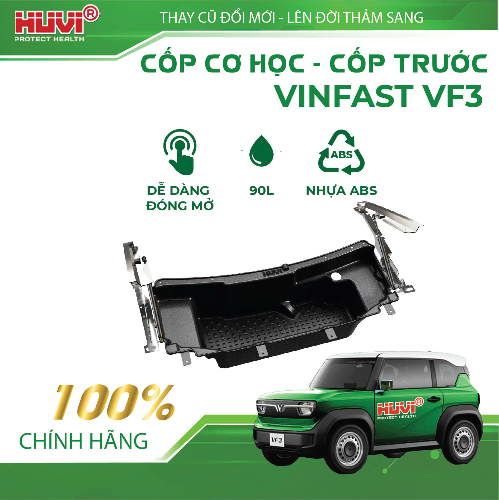 Cốp trước Vinfast VF3 bảo hành 24 tháng.