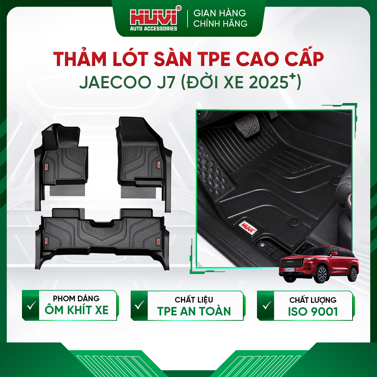 Thảm lót sàn ô tô Jaecoo J7 2025+ Tràn Viền Bậc Cửa Nhựa TPE Cao Cấp Huvi